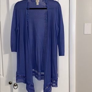 Chico’s fun tassels and trim, 3/4 sleeve cardigan